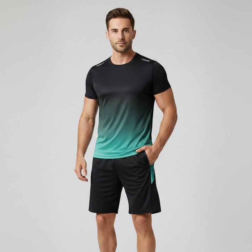 Men's Gradient Quick-Dry Breathable T-Shirt Shorts Activewear Set
