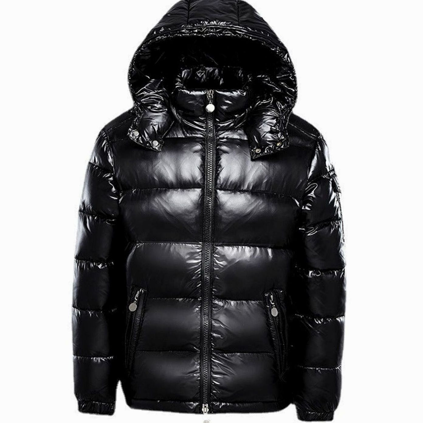 Men's Hooded Insulated Quilted Jacket Full-Zip Puffer - Black