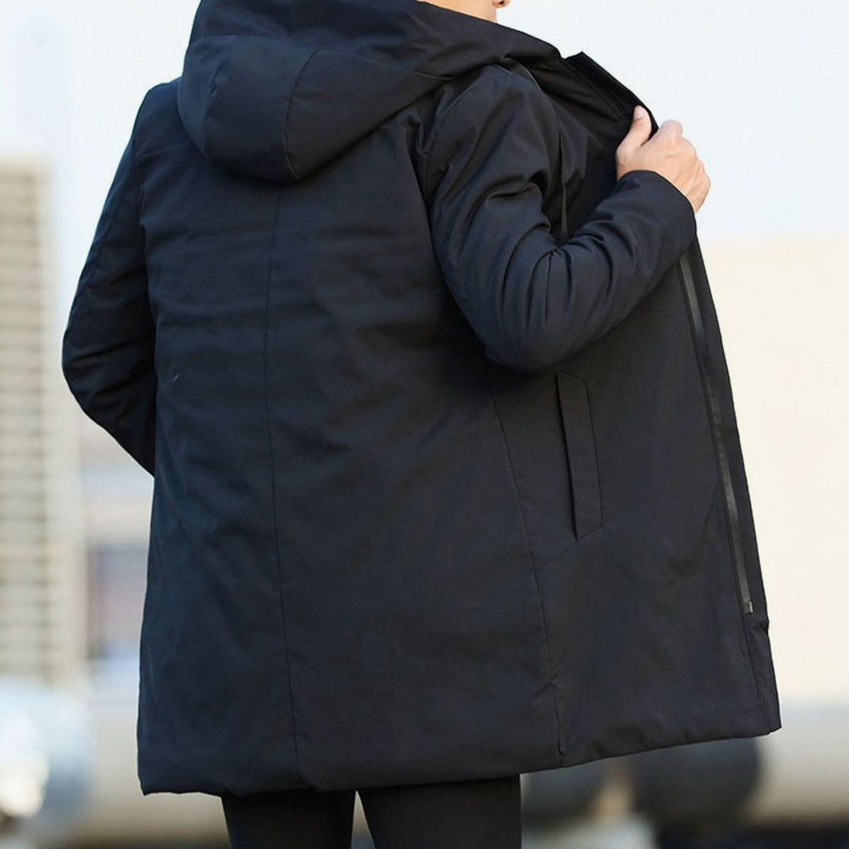 Men's Hooded Oversized Longline Quilted-Lined Winter Coat