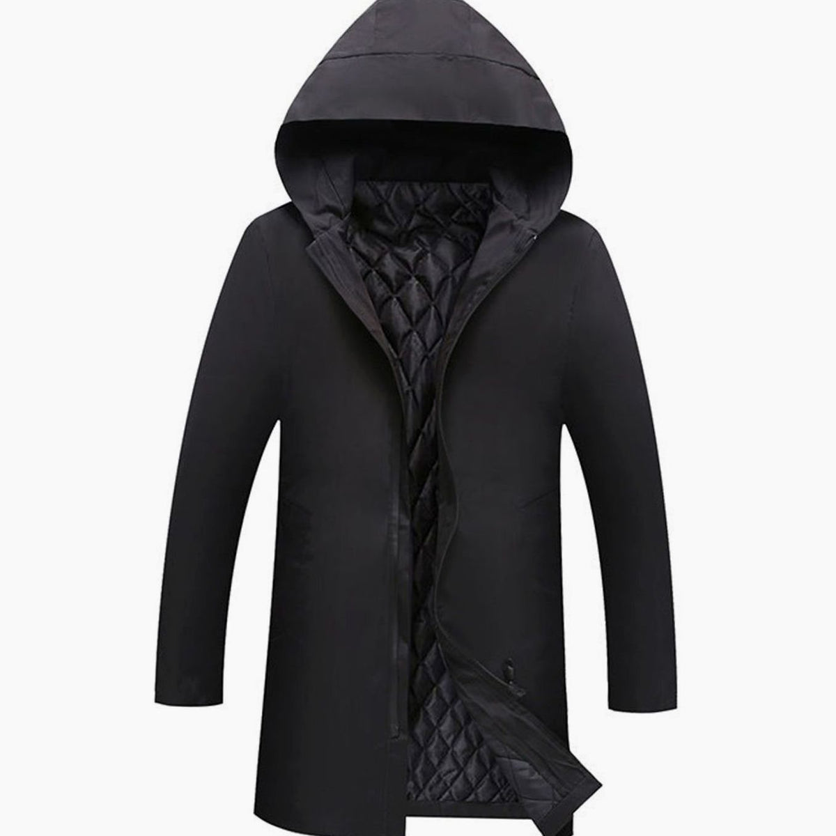 Men's Hooded Oversized Longline Quilted-Lined Winter Coat