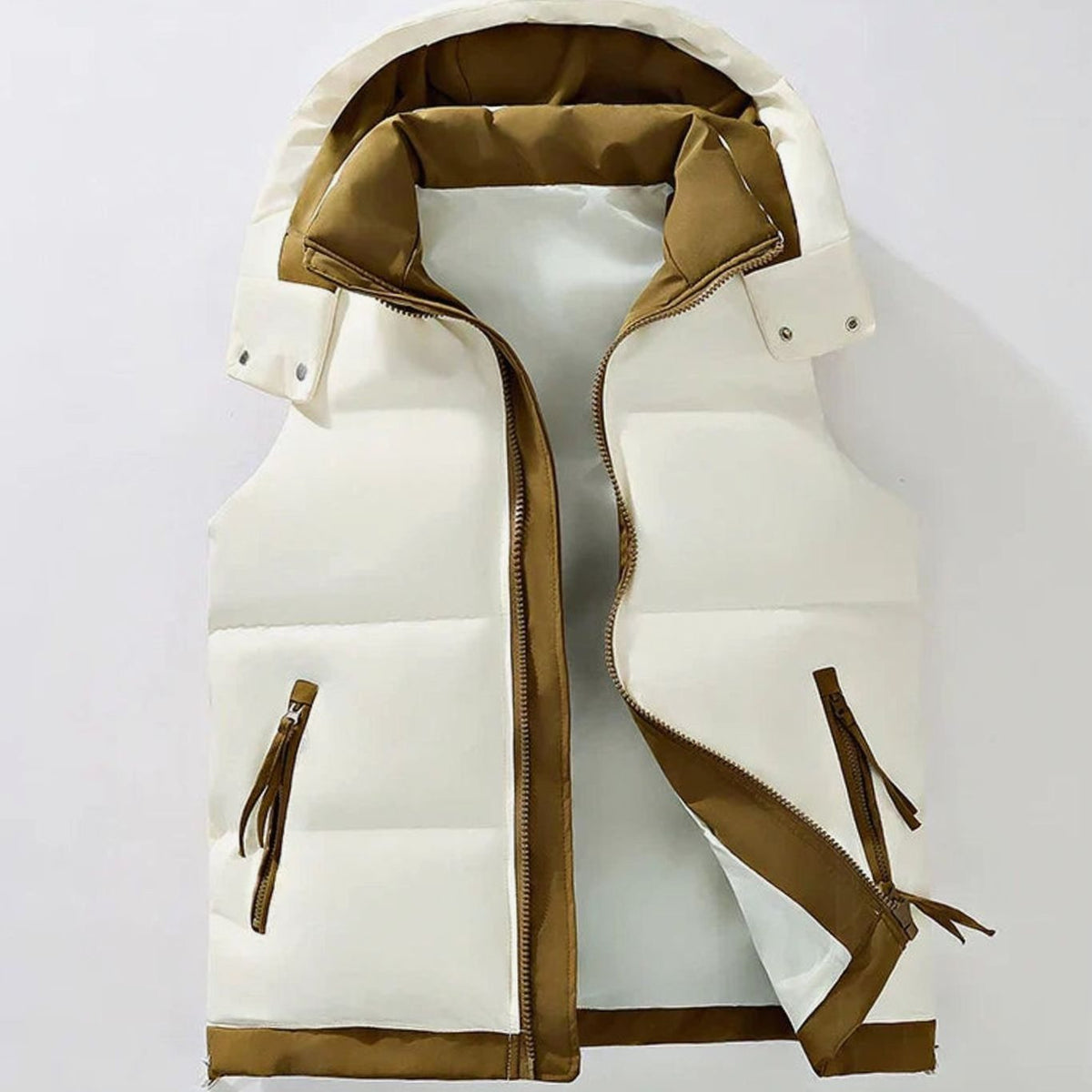 Men's Insulated Hooded Puffer Gilet Sleeveless Vest - White