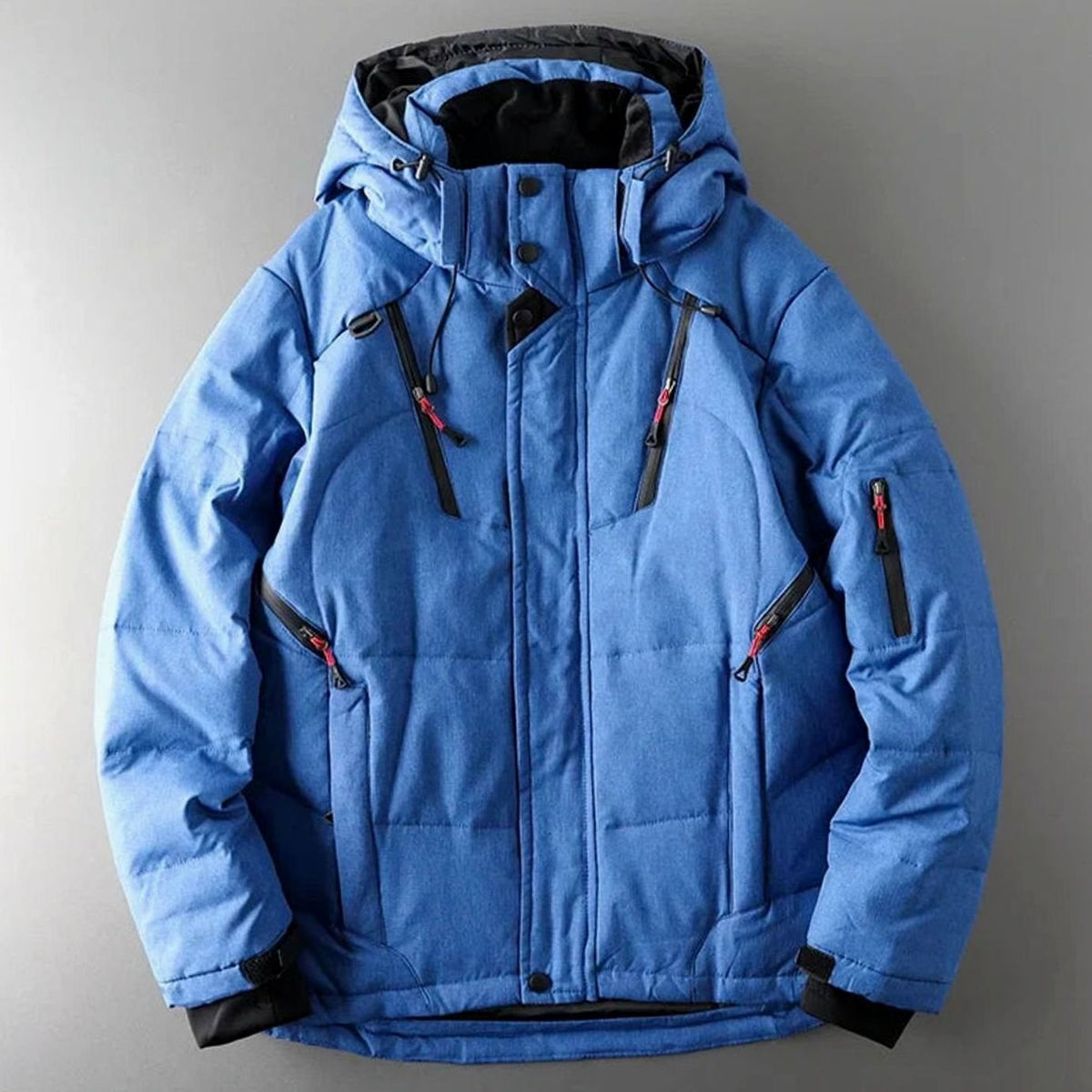 Men's Insulated Hooded Water-Resistant Winter Puffer Jacket - Blue