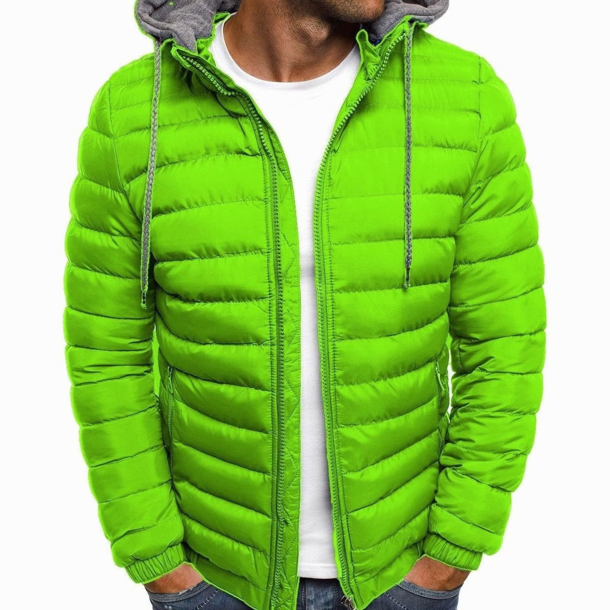 Men's Lightweight Quilted Hooded Puffer Jacket Thermal Insulated