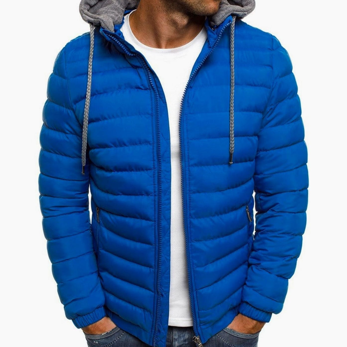 Men's Lightweight Quilted Hooded Puffer Jacket Thermal Insulated