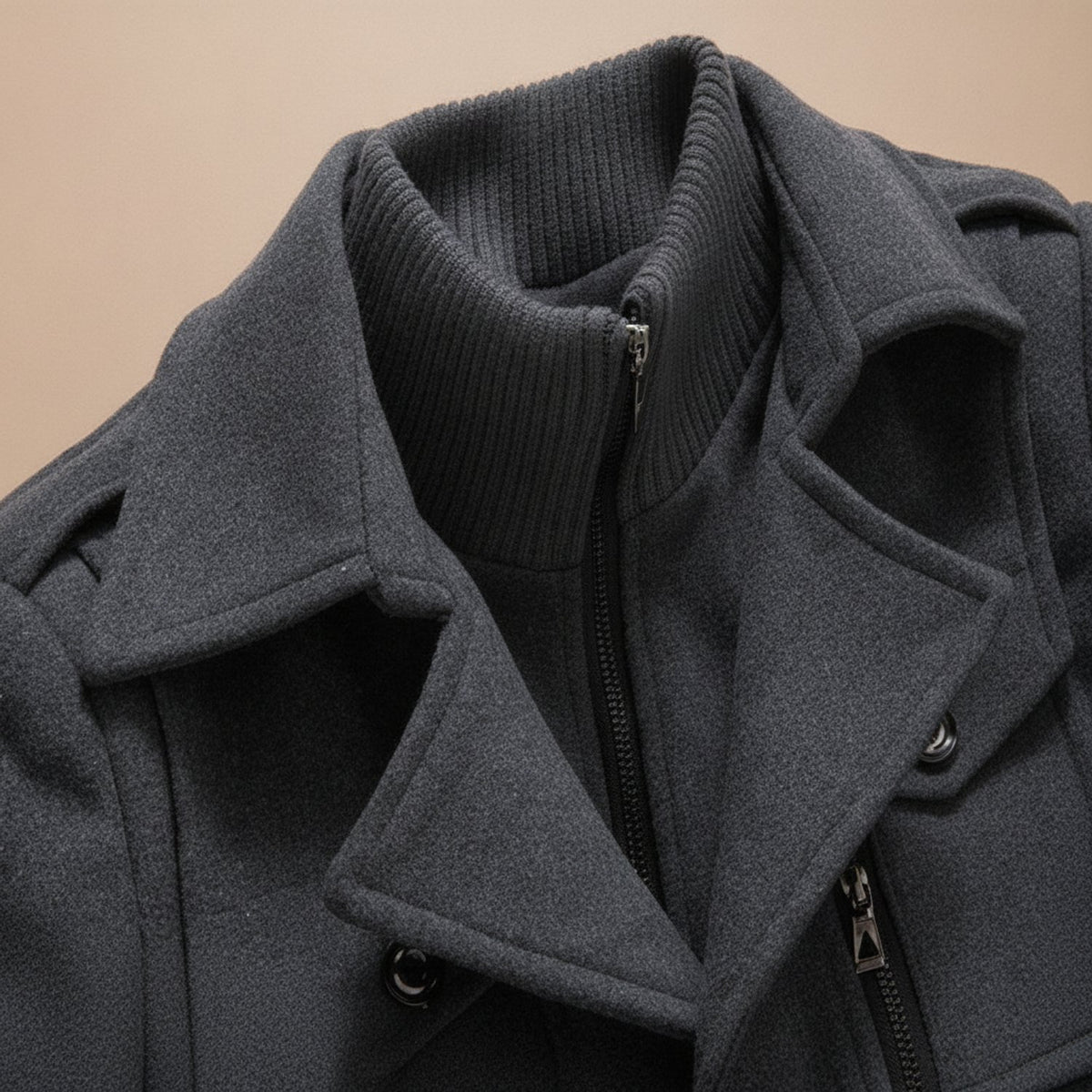 Men's Longline Heritage Wool Coat Button-Through Relaxed Fit