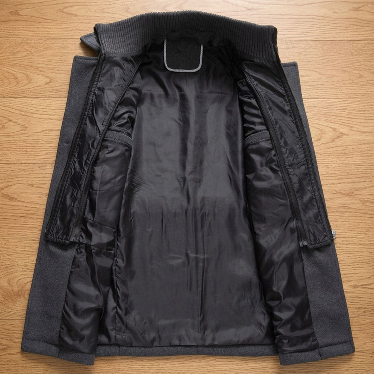 Men's Longline Heritage Wool Coat Button-Through Relaxed Fit