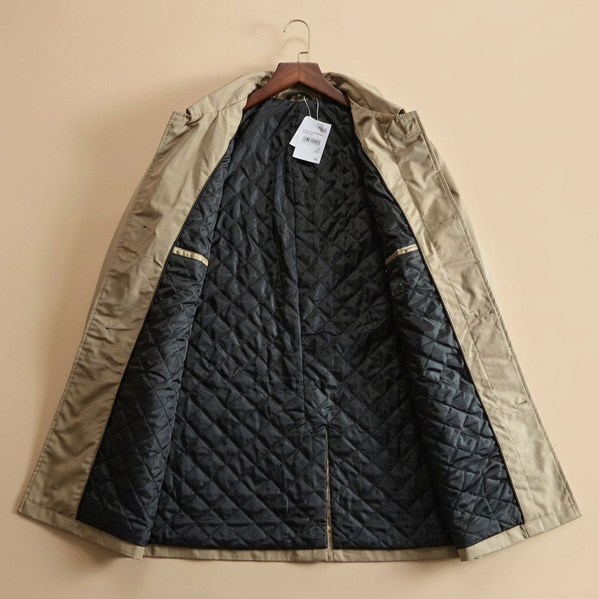Men's Longline Quilted Button-Through Trench Coat