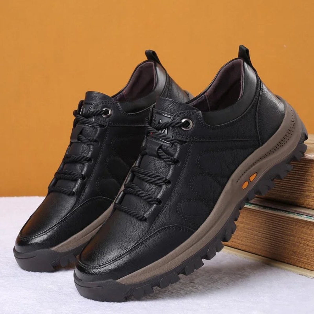 Men's Orthopedic Slip-Resistant Lace-Up Leather Walking Shoes