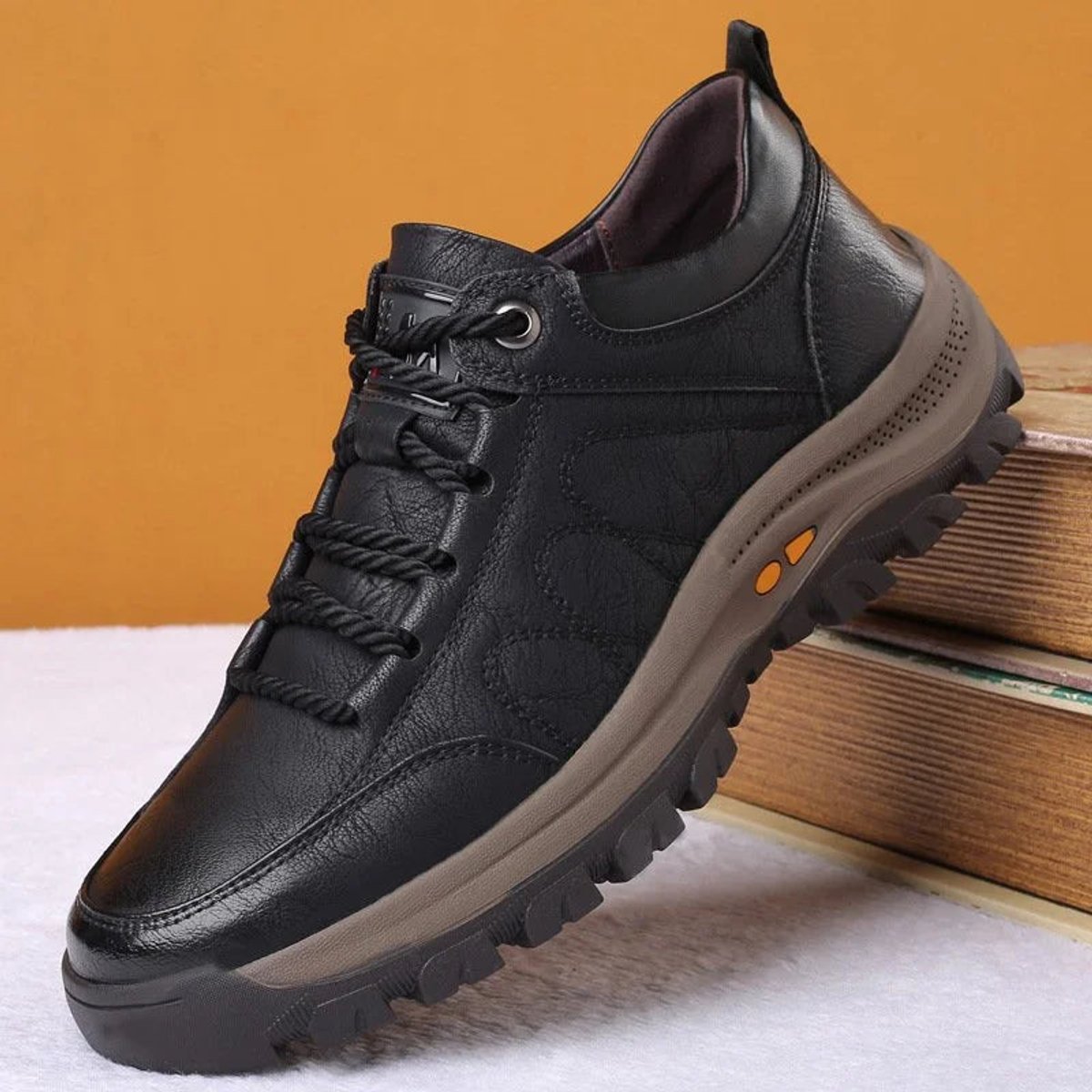 Men's Orthopedic Slip-Resistant Lace-Up Leather Walking Shoes