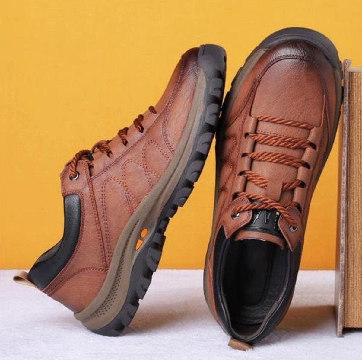 Men's Orthopedic Slip-Resistant Lace-Up Leather Walking Shoes