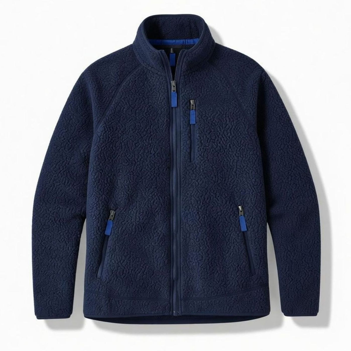 Men's Oversized Full-Zip Sherpa Fleece Jacket - Navy Blue