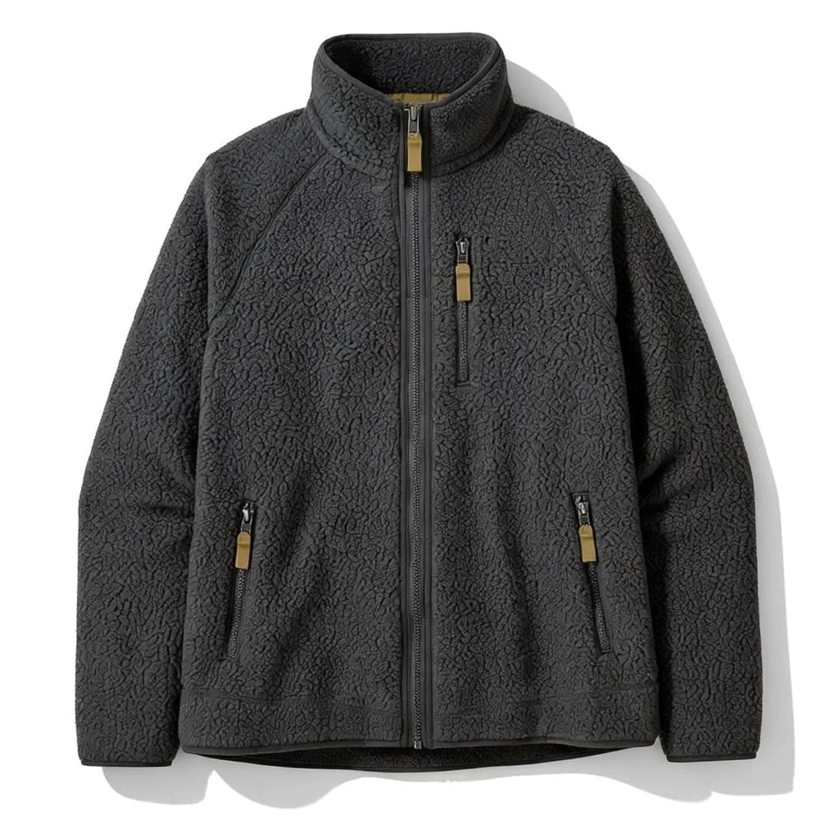 Men's Oversized Full-Zip Sherpa Fleece Jacket - Dark Grey