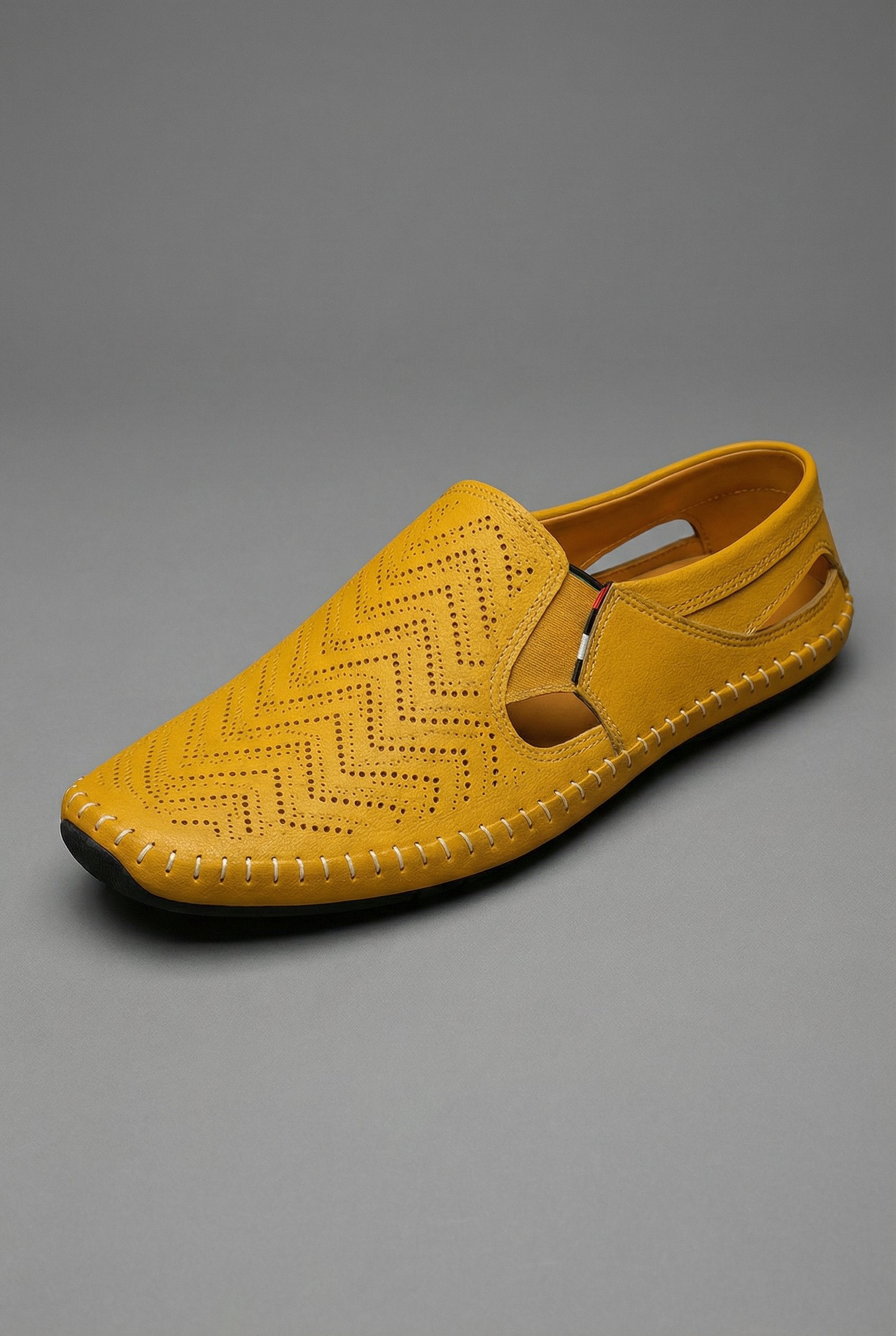 Men's Perforated Slip-On Breathable Summer Loafers - Yellow