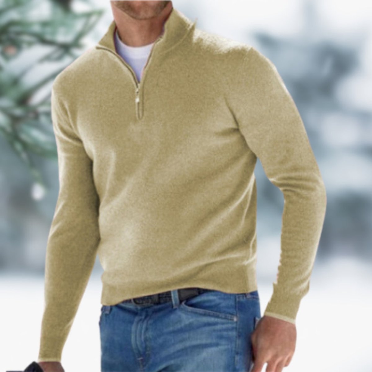 Men's Quarter-Zip Knit Sweater Soft Fine-Knit Pullover