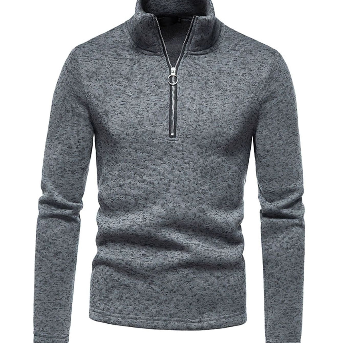 Men's Quarter-Zip Mock-Neck Fine Knit Pullover Sweater