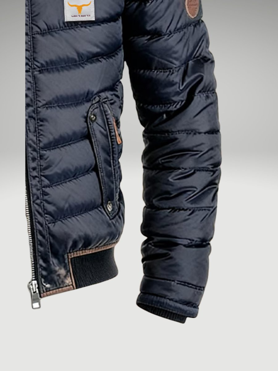 Mens Quilted Jacket Insulated Stand-Collar Puffer Coat