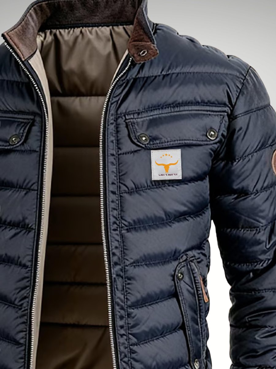Mens Quilted Jacket Insulated Stand-Collar Puffer Coat