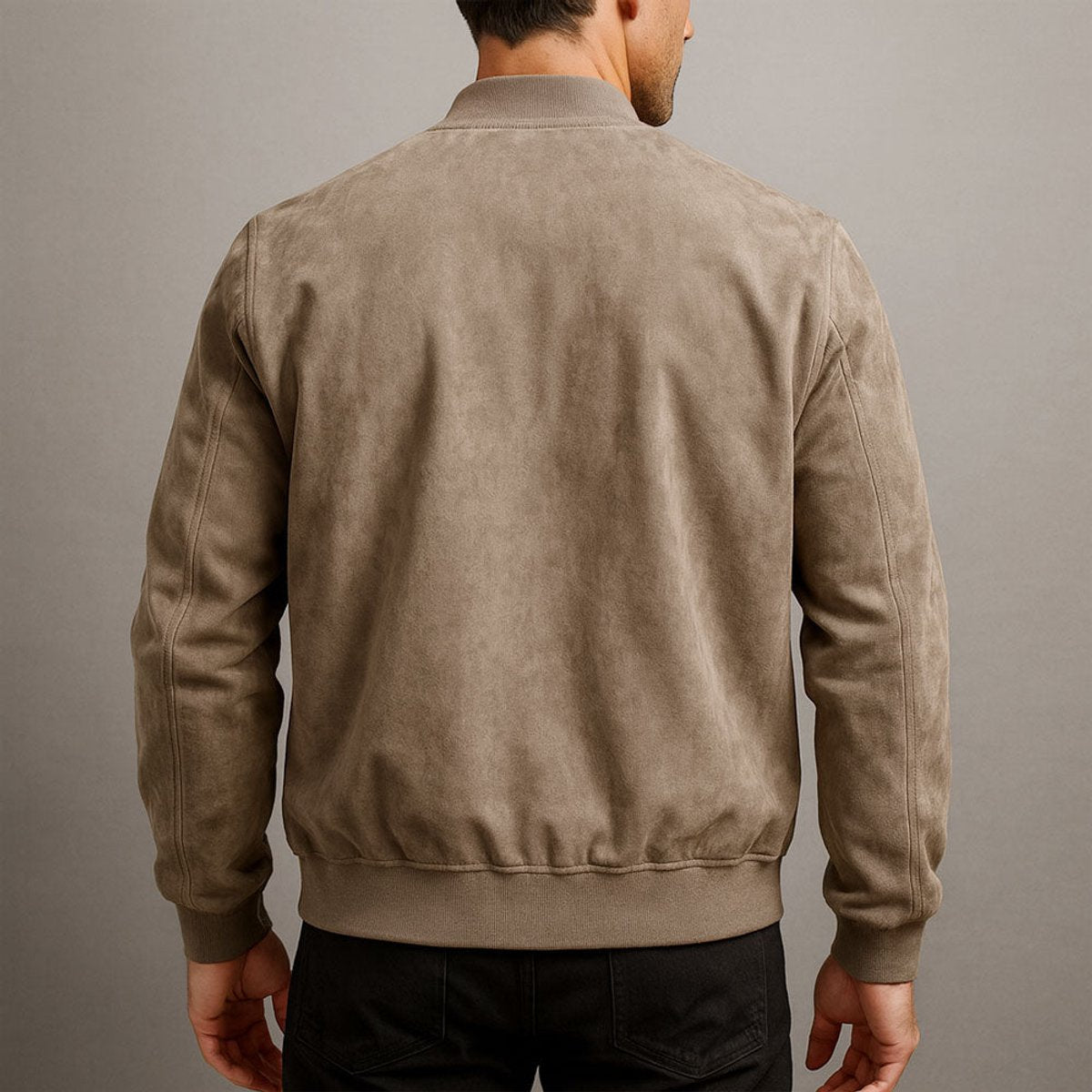 Mens Quilted Jacket Slim-Fit Suede Bomber