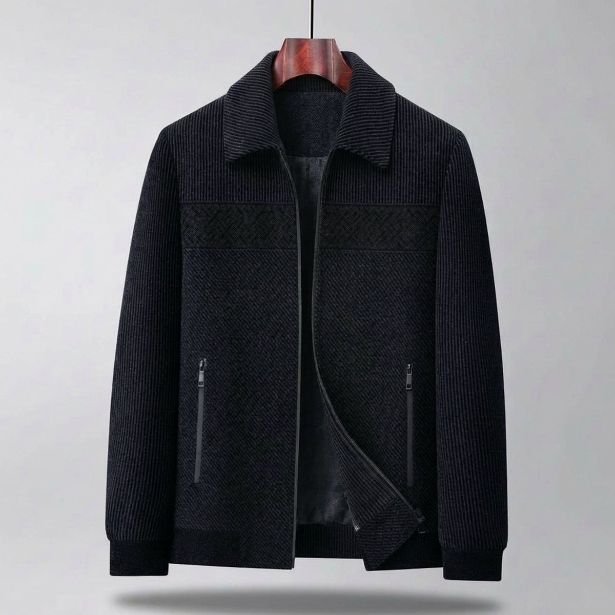 Men's Quilted Zip-Front Relaxed-Fit Jacket - Navy