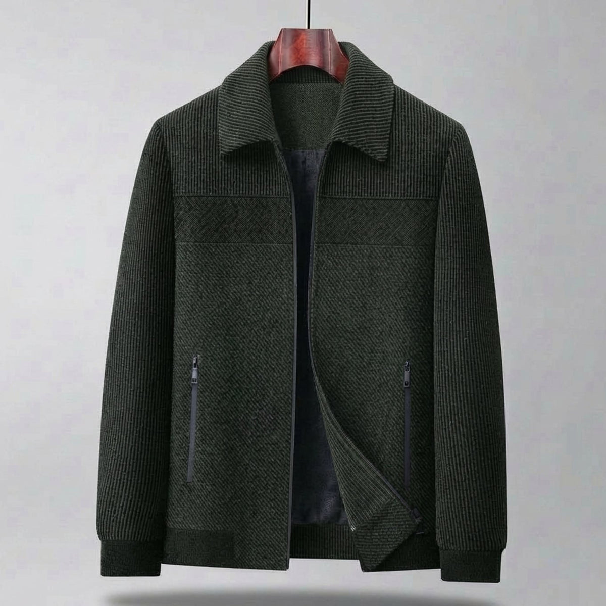 Men's Quilted Zip-Front Relaxed-Fit Jacket - Green