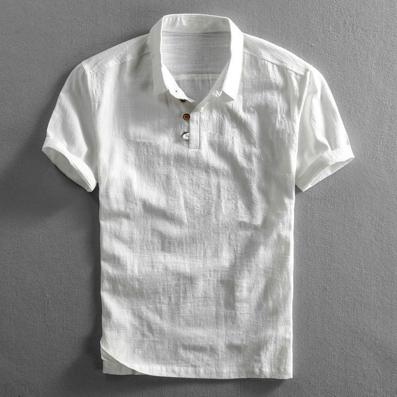 Men's Regular-Fit Short-Sleeve Linen Polo Shirt - White