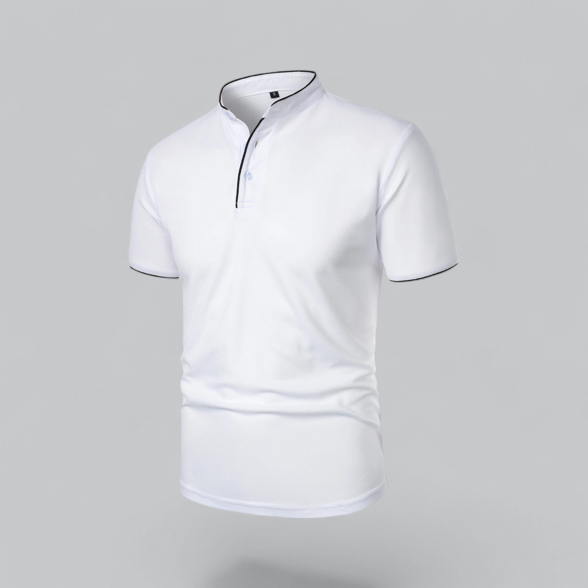 Men's Regular-Fit Short-Sleeve Mandarin Collar Cotton Polo Shirt