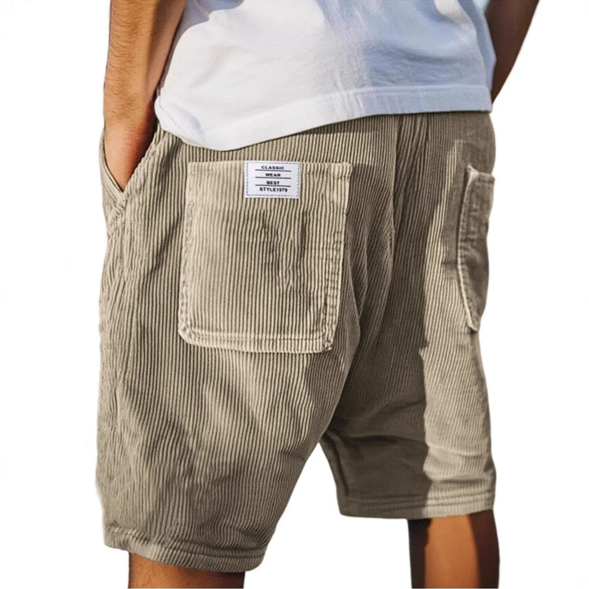 Men's Relaxed-Fit Corduroy Cargo Shorts - Khaki