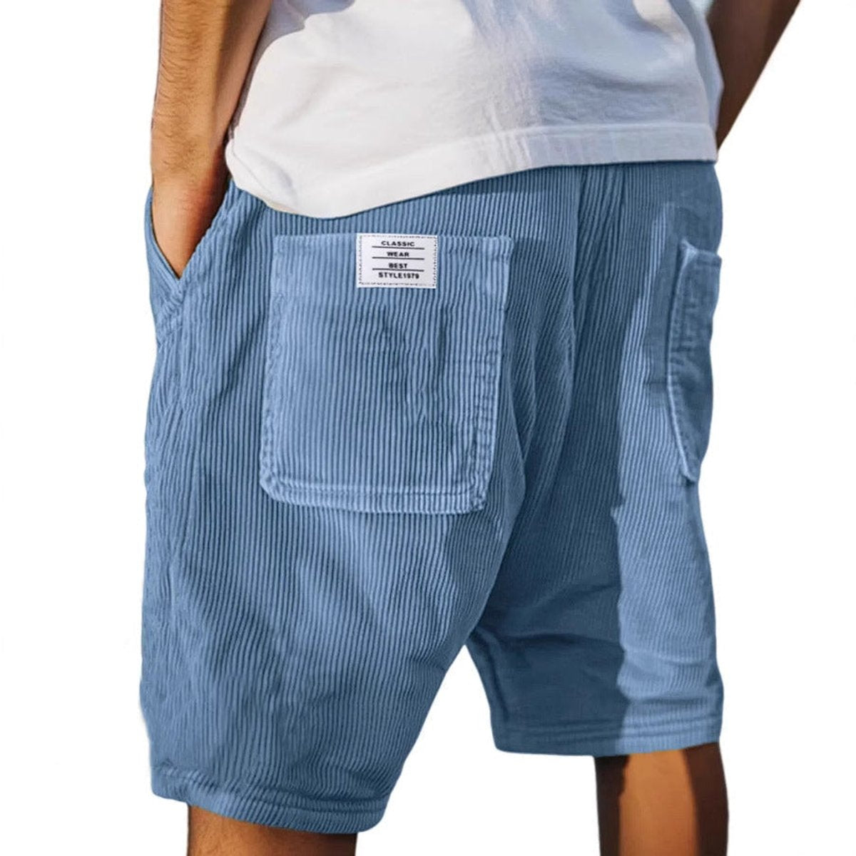 Men's Relaxed-Fit Corduroy Cargo Shorts - Blue