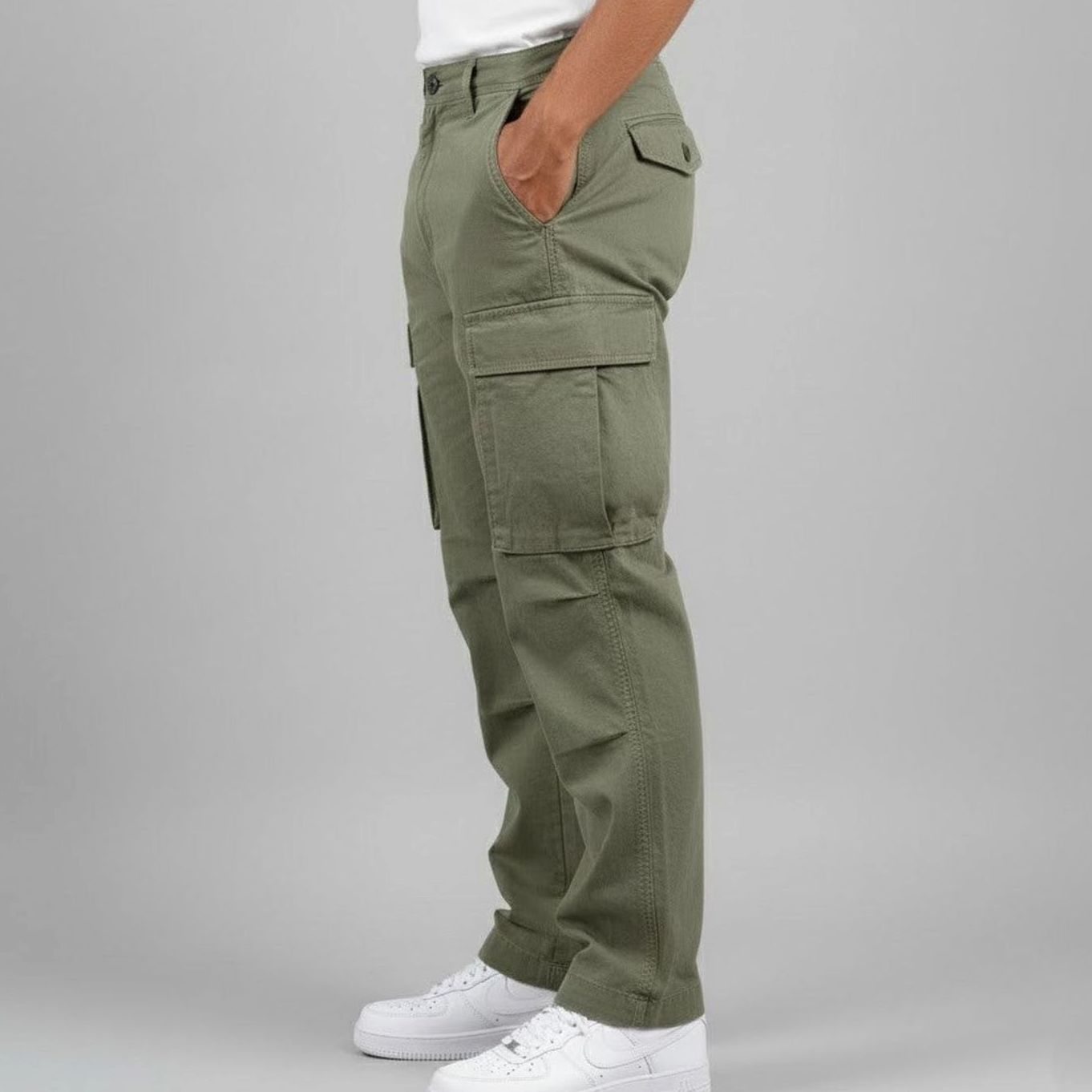 Men's Relaxed Fit Multi-Pocket Cargo Pants Streetwear Trousers