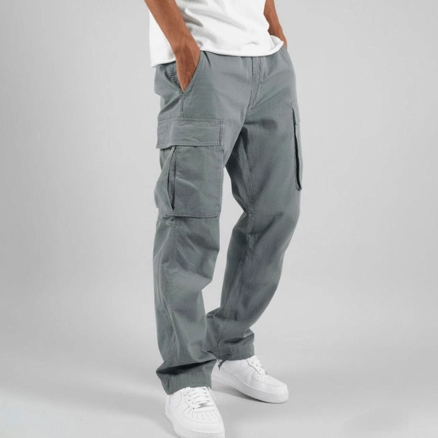 Men's Relaxed Fit Multi-Pocket Cargo Pants Streetwear Trousers