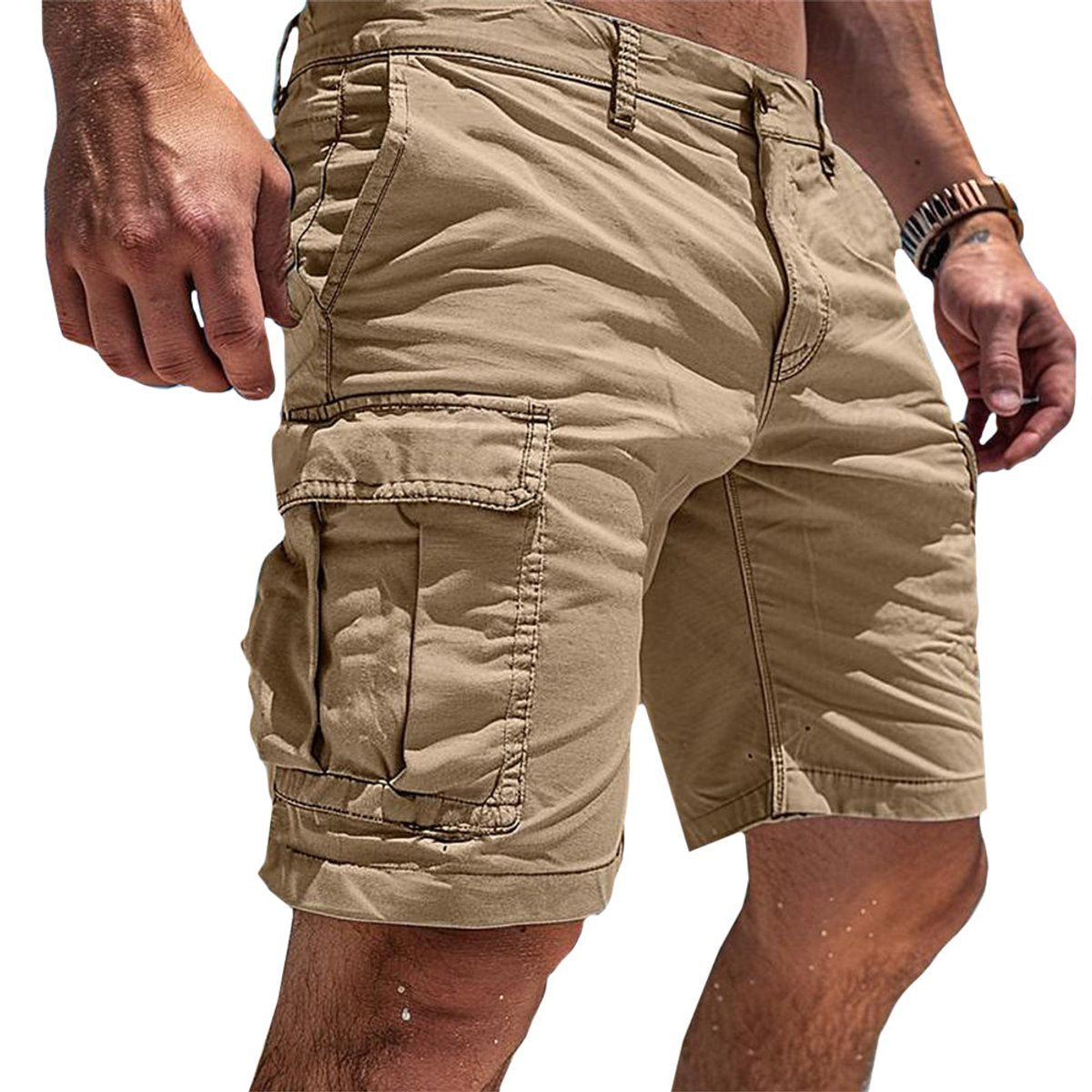 Men's Relaxed-Fit Multi-Pocket Cargo Shorts - Khaki