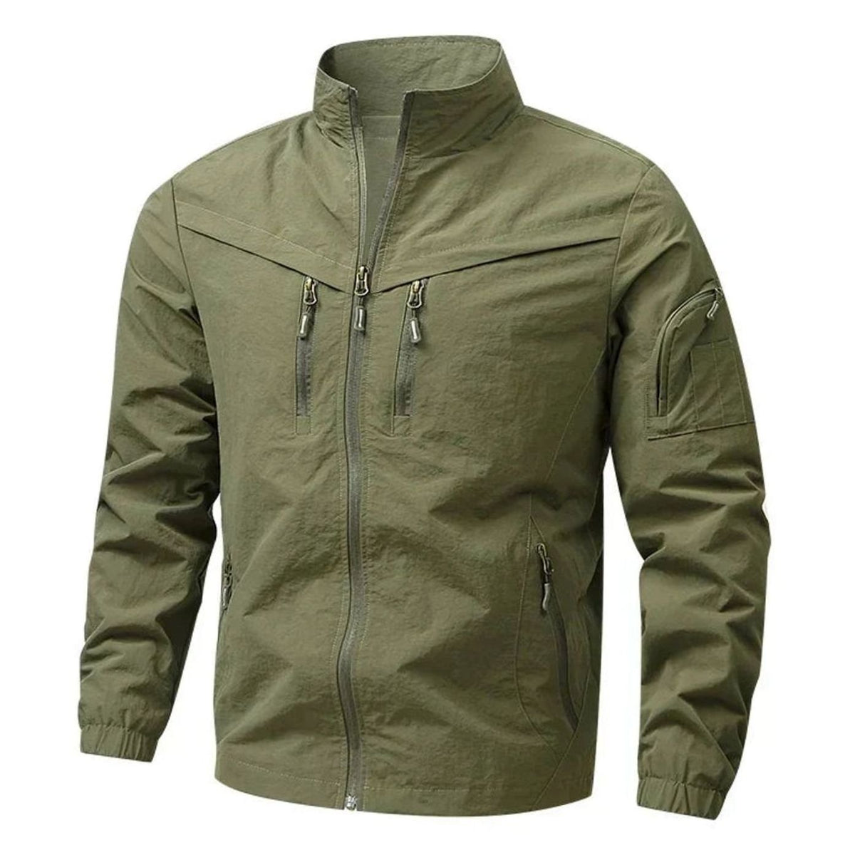 Men's Relaxed-Fit Multi-Pocket Full-Zip Tactical Jacket - Green