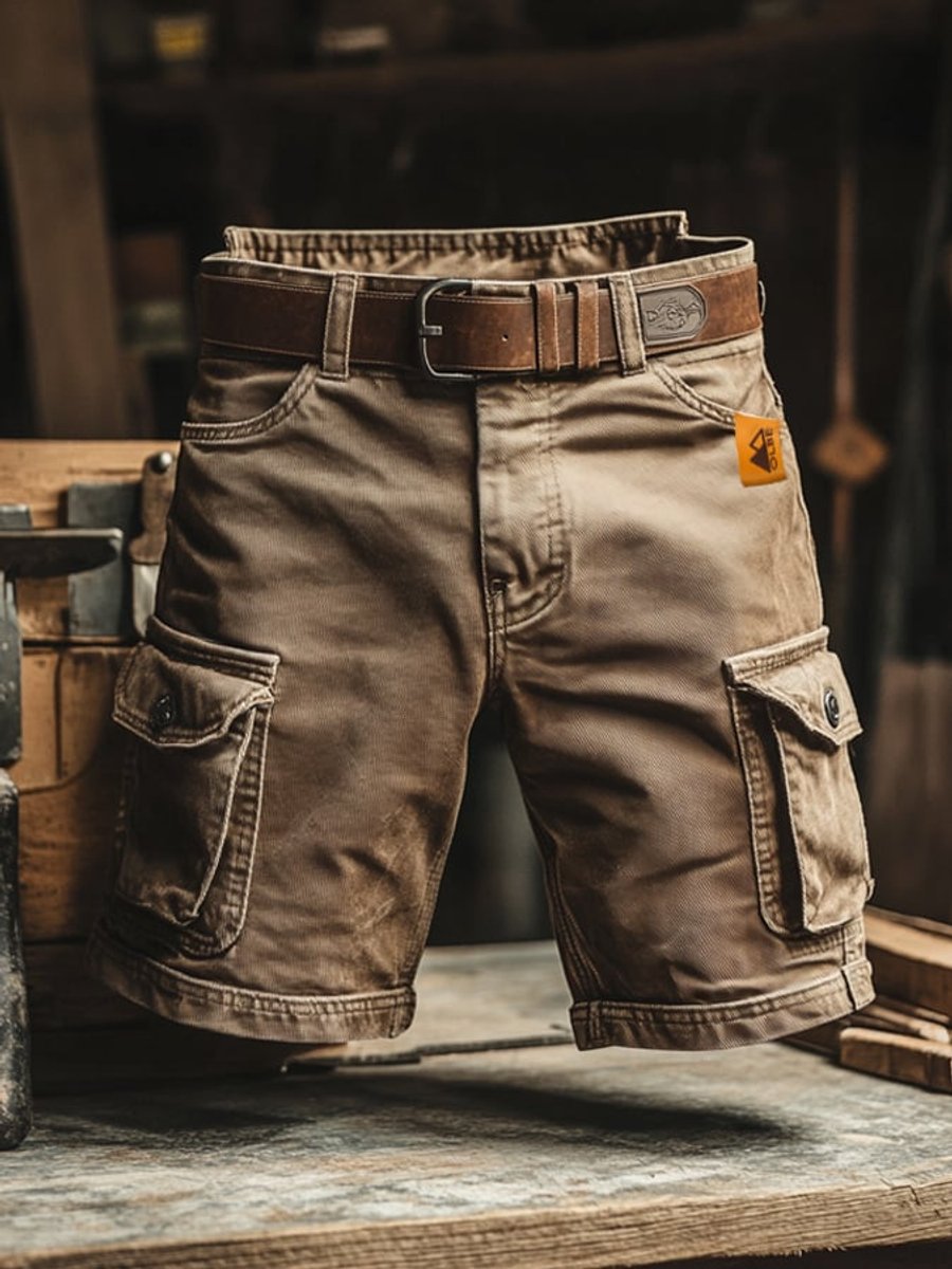 Men's Relaxed-Fit Multi-Pocket Outdoor Cargo Shorts - Khaki