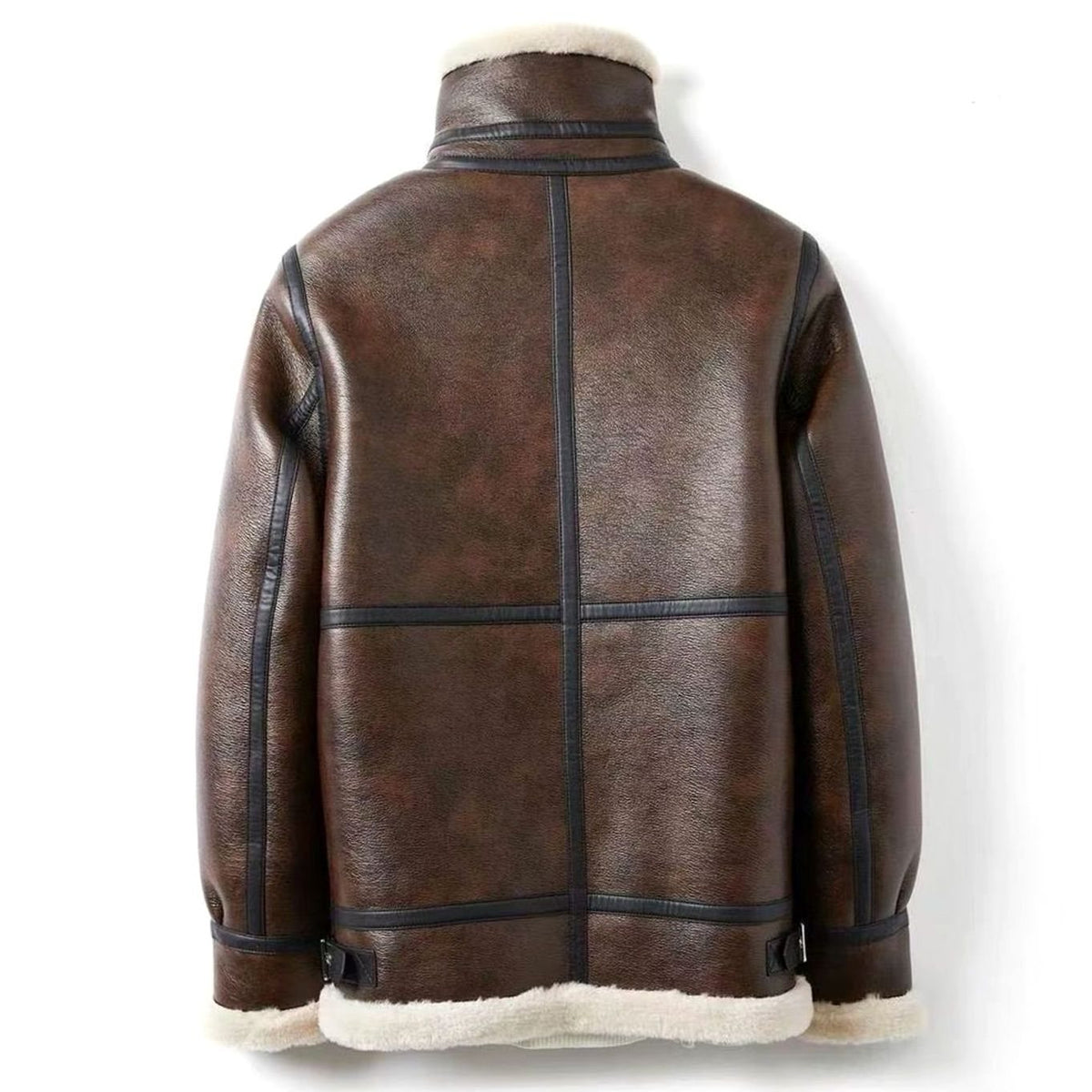 Men's Shearling-Lined Aviator Leather-Finish Jacket