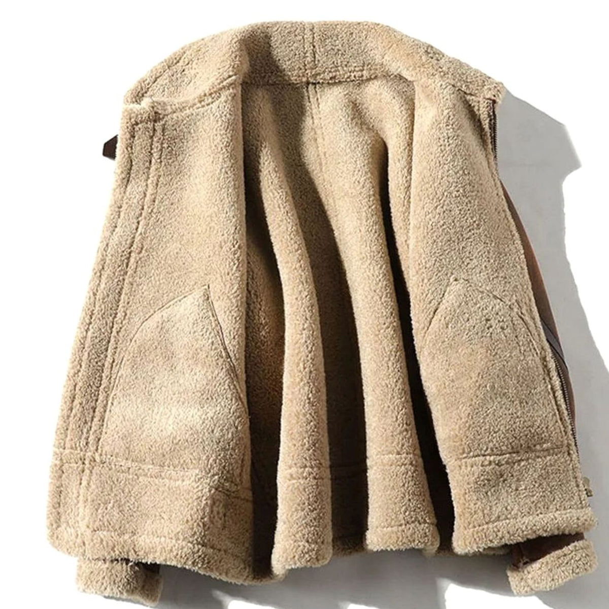 Men's Shearling-Lined Suede Aviator Jacket