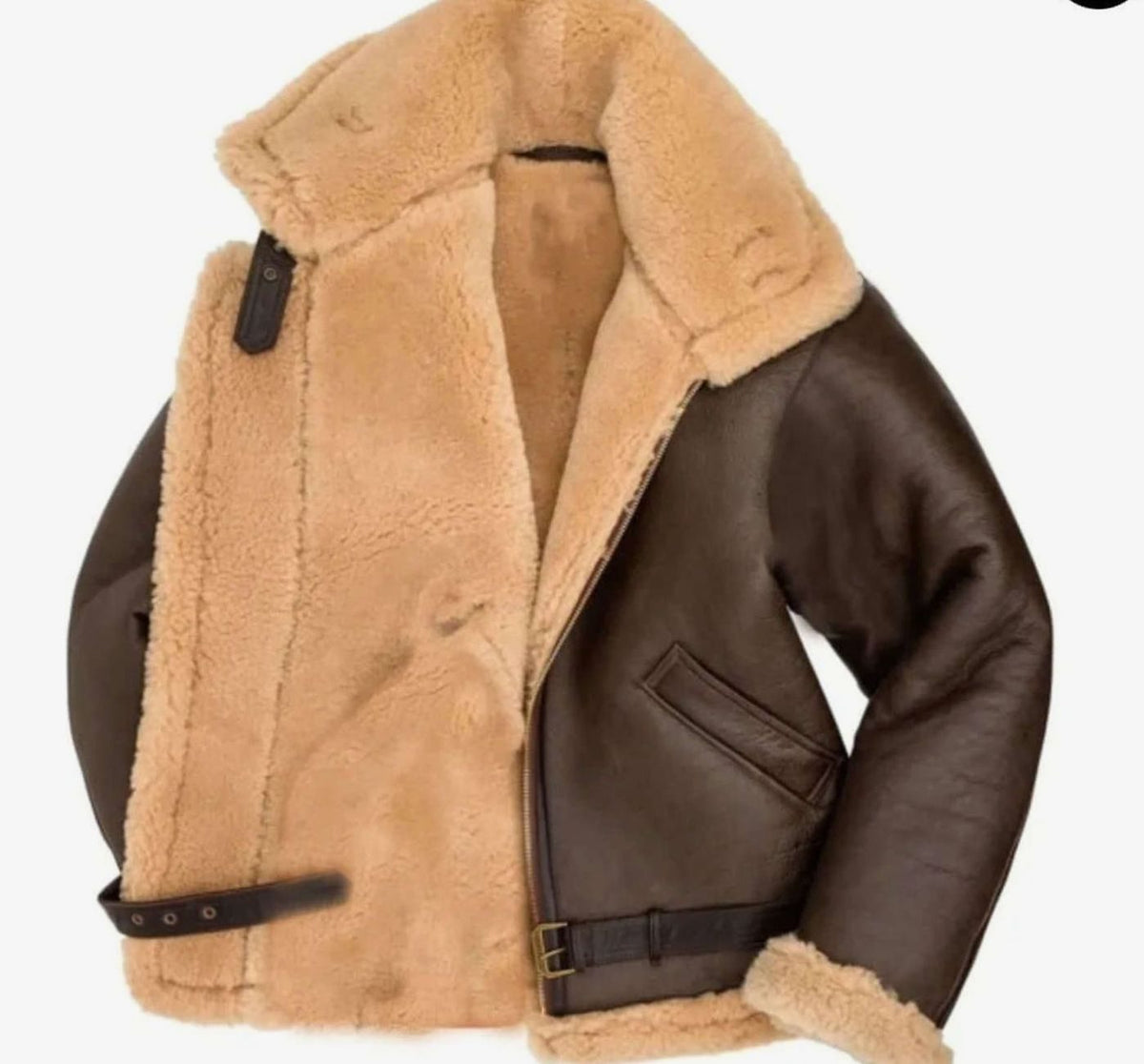 Men's Sheepskin-Lined Leather Bomber Flying Jacket