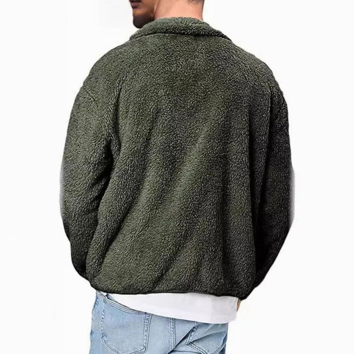 Men's Sherpa Fleece Full-Zip Stand-Collar Plush Jacket