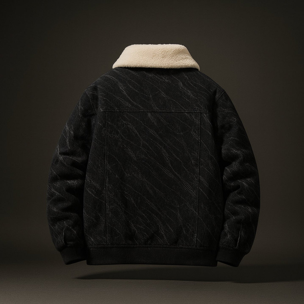 Men's Sherpa-Lined Marbled Corduroy Trucker Jacket