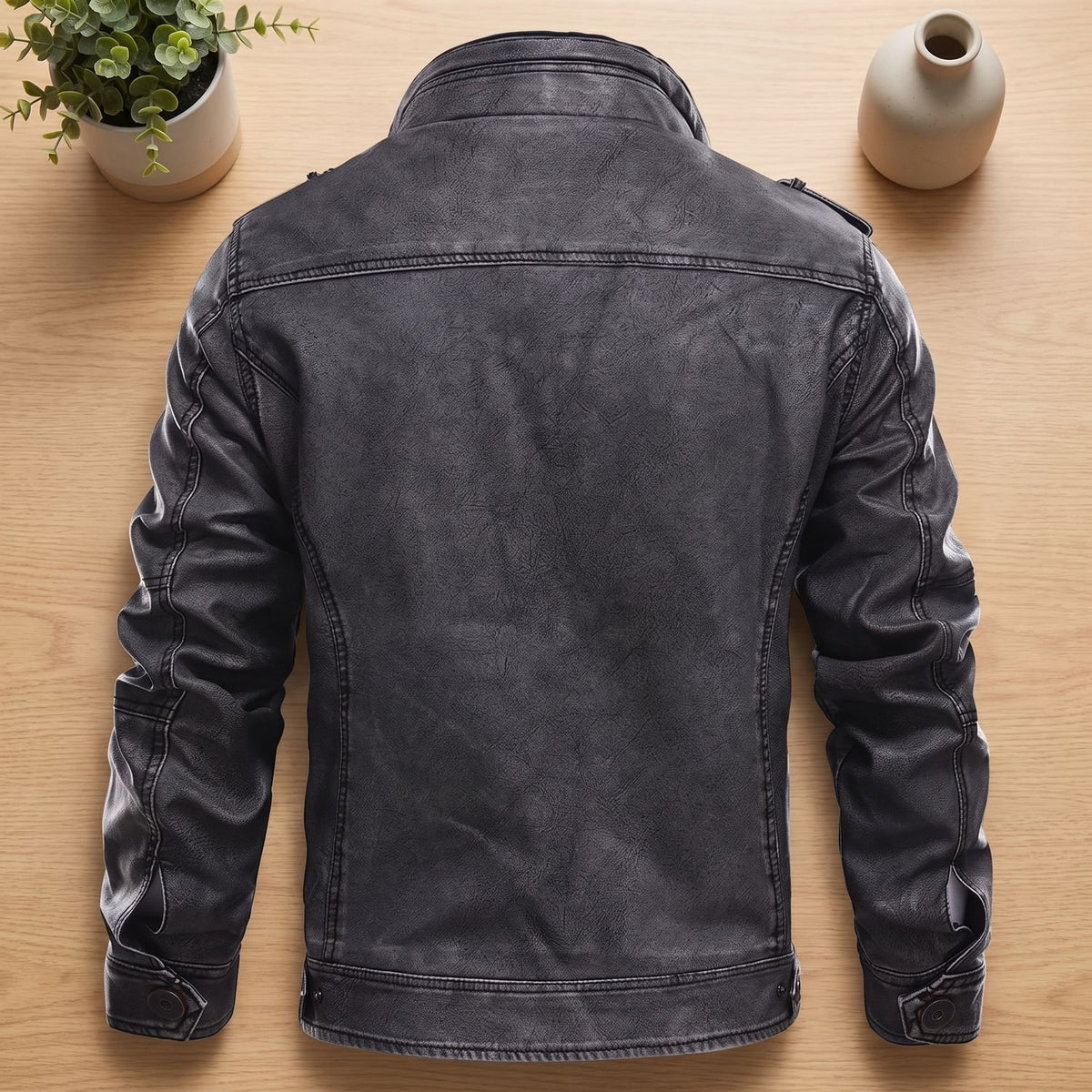 Men's Slim Fit Biker Moto Faux Leather Jacket