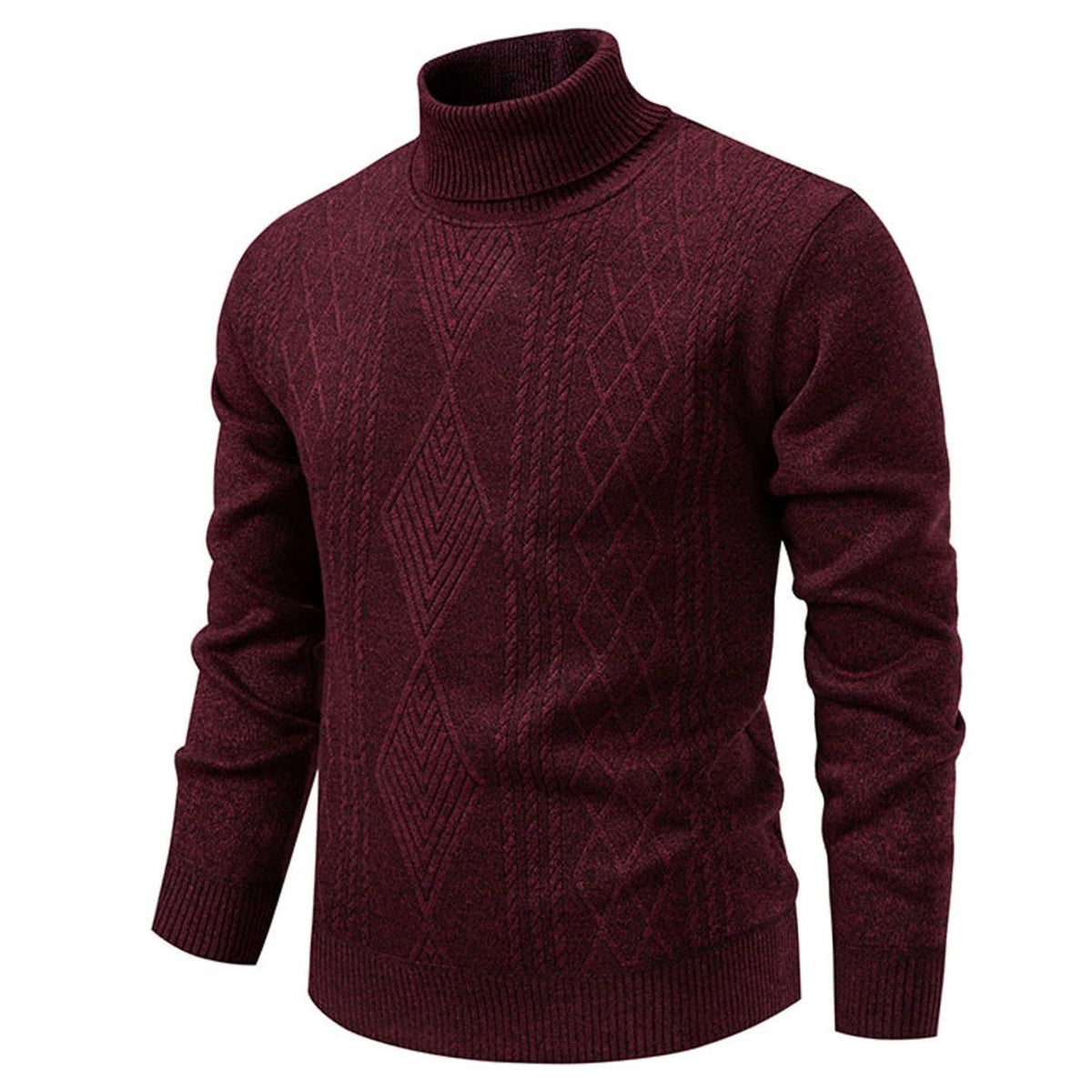 Men's Slim-Fit Cable-Knit Turtleneck Jumper