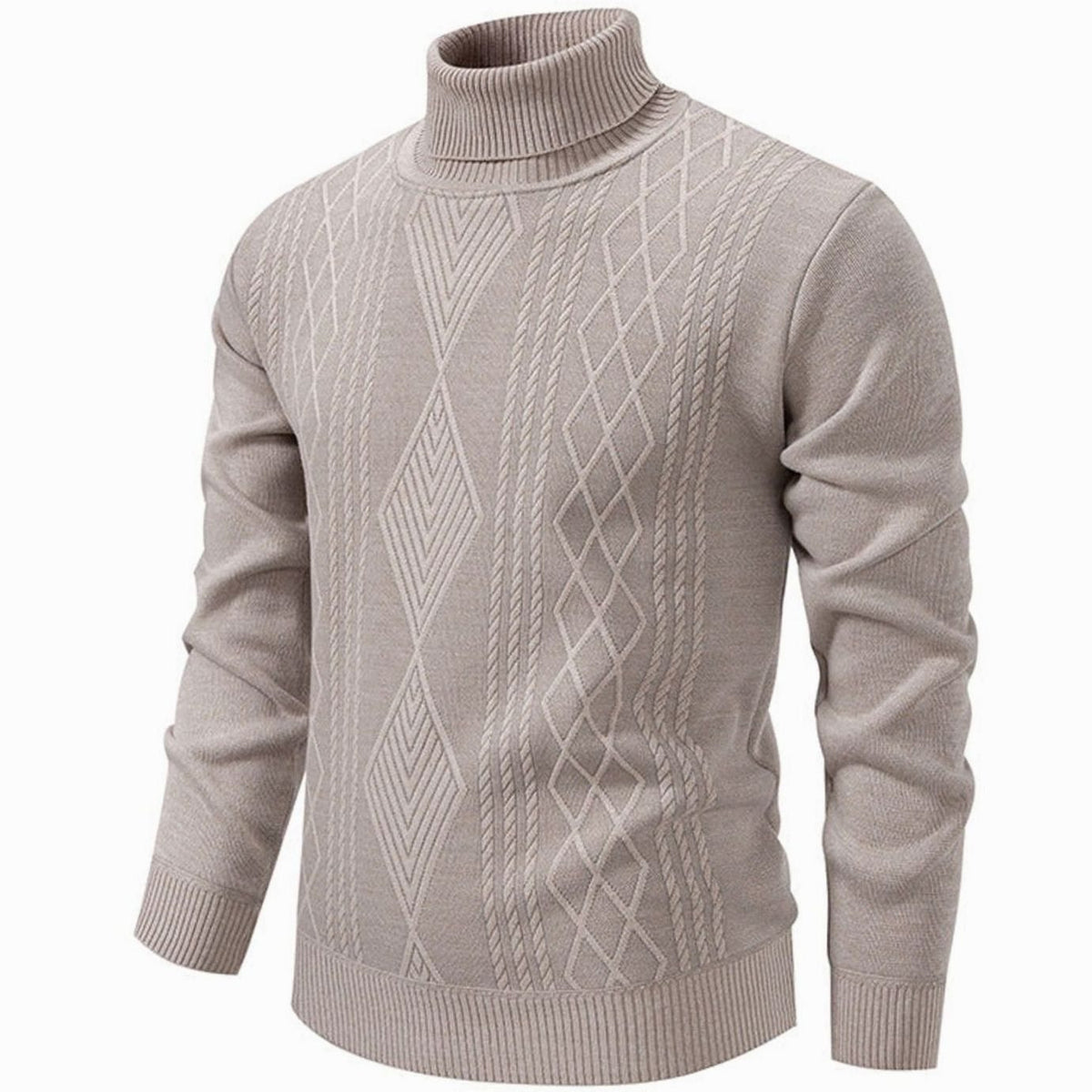 Men's Slim-Fit Cable-Knit Turtleneck Jumper