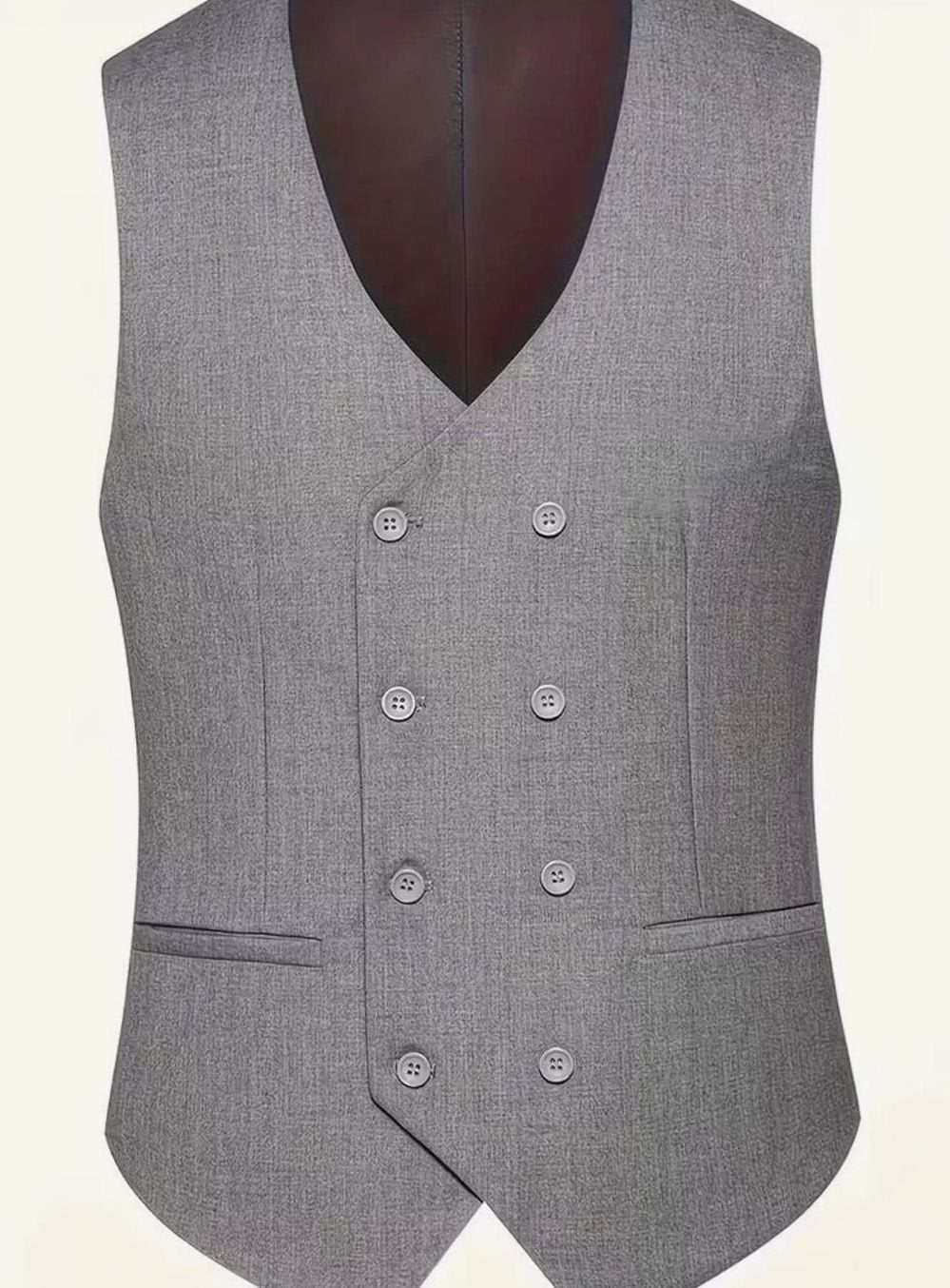 Men's Slim Fit Double-Breasted 3-Piece Suit with Waistcoat