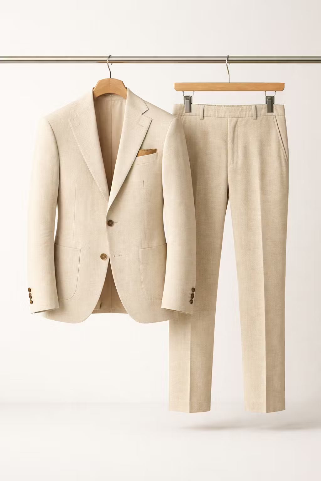 Men's Slim-Fit Two-Piece Nylon Blend Formal Suit - Beige