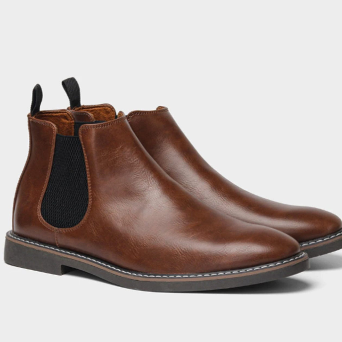 Men's Slip-On Leather Chelsea Boots - Sand