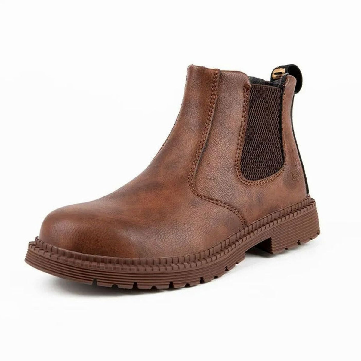 Men's Steel Toe Chelsea Work Boots Slip-On Leather