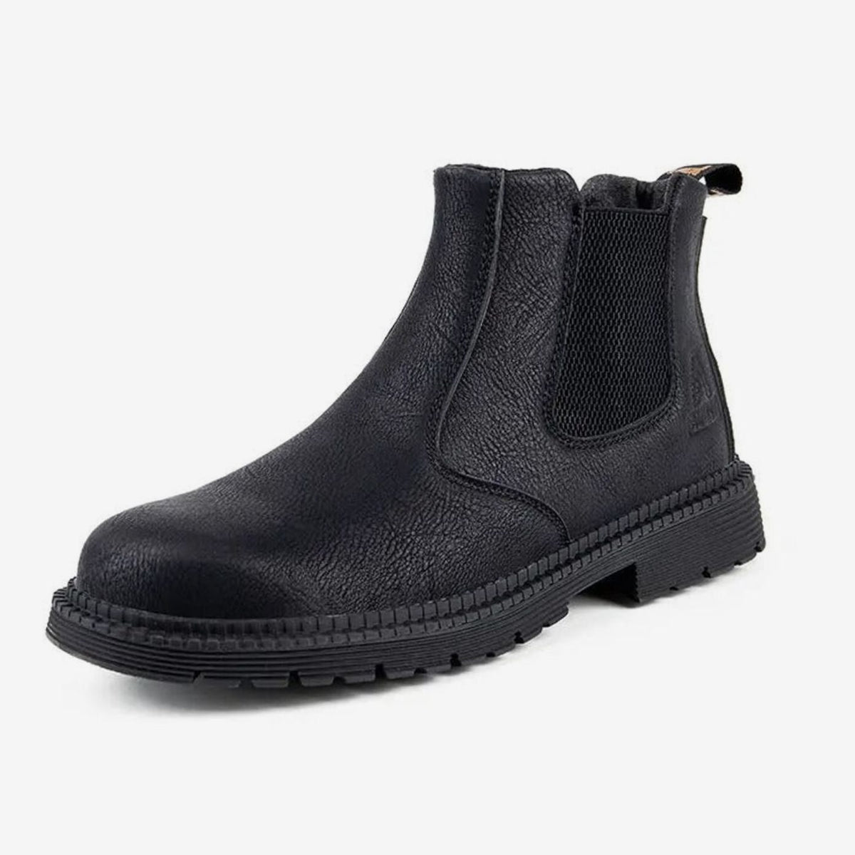 Men's Steel Toe Chelsea Work Boots Slip-On Leather - Black