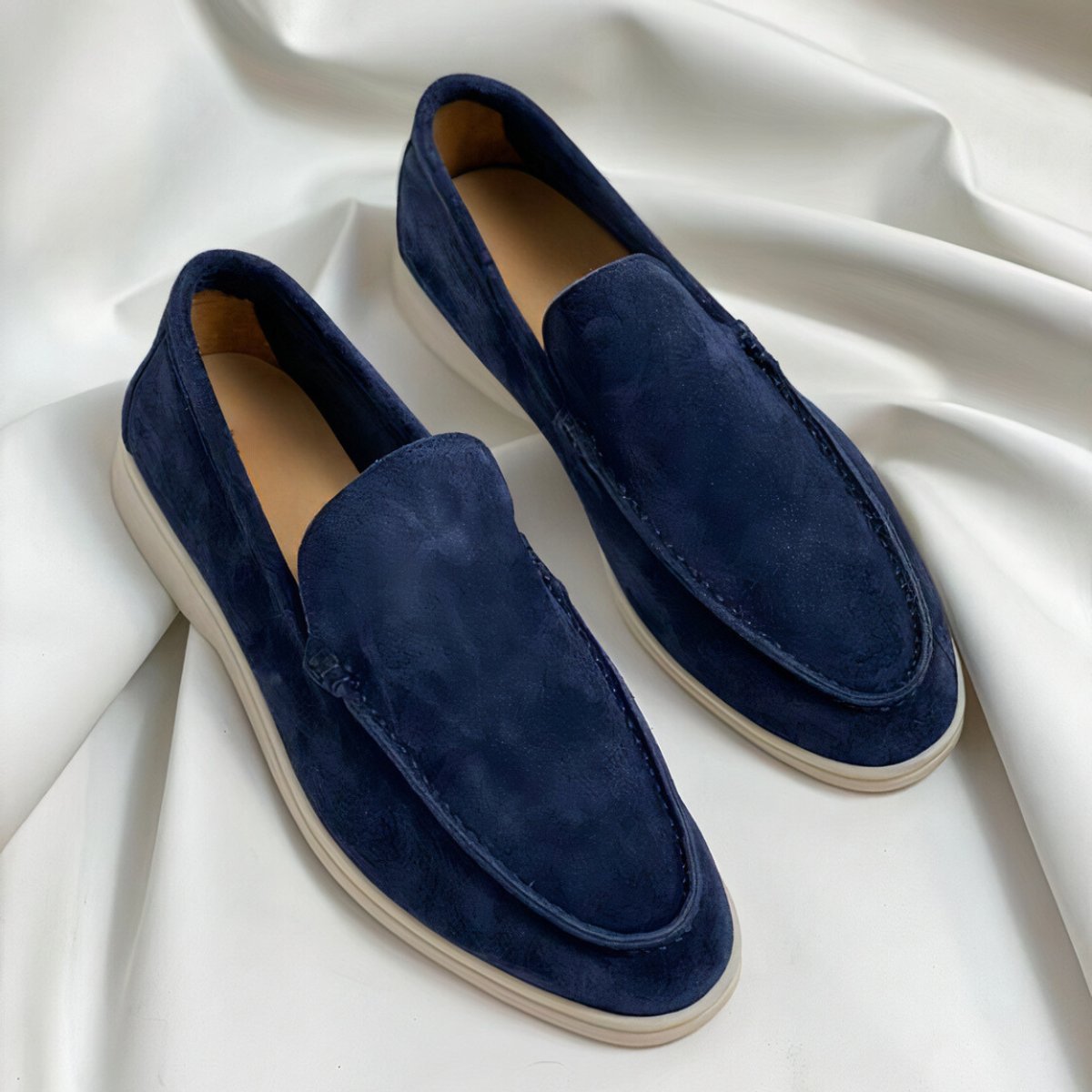 Men's Suede Slip-On Flatform Everyday Loafers - Dark Blue