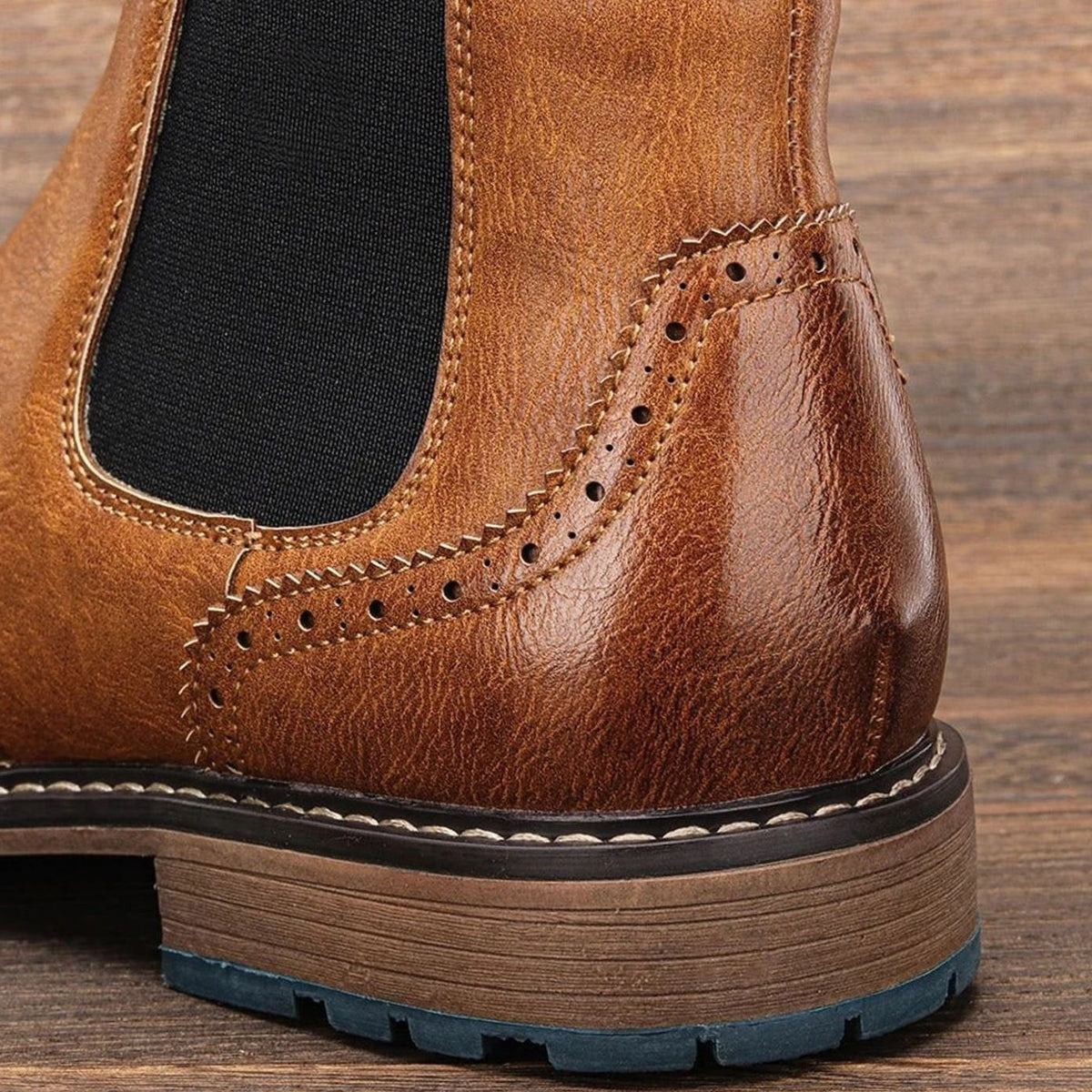 Men's Wingtip Brogue Chelsea Slip-On Ankle Boots
