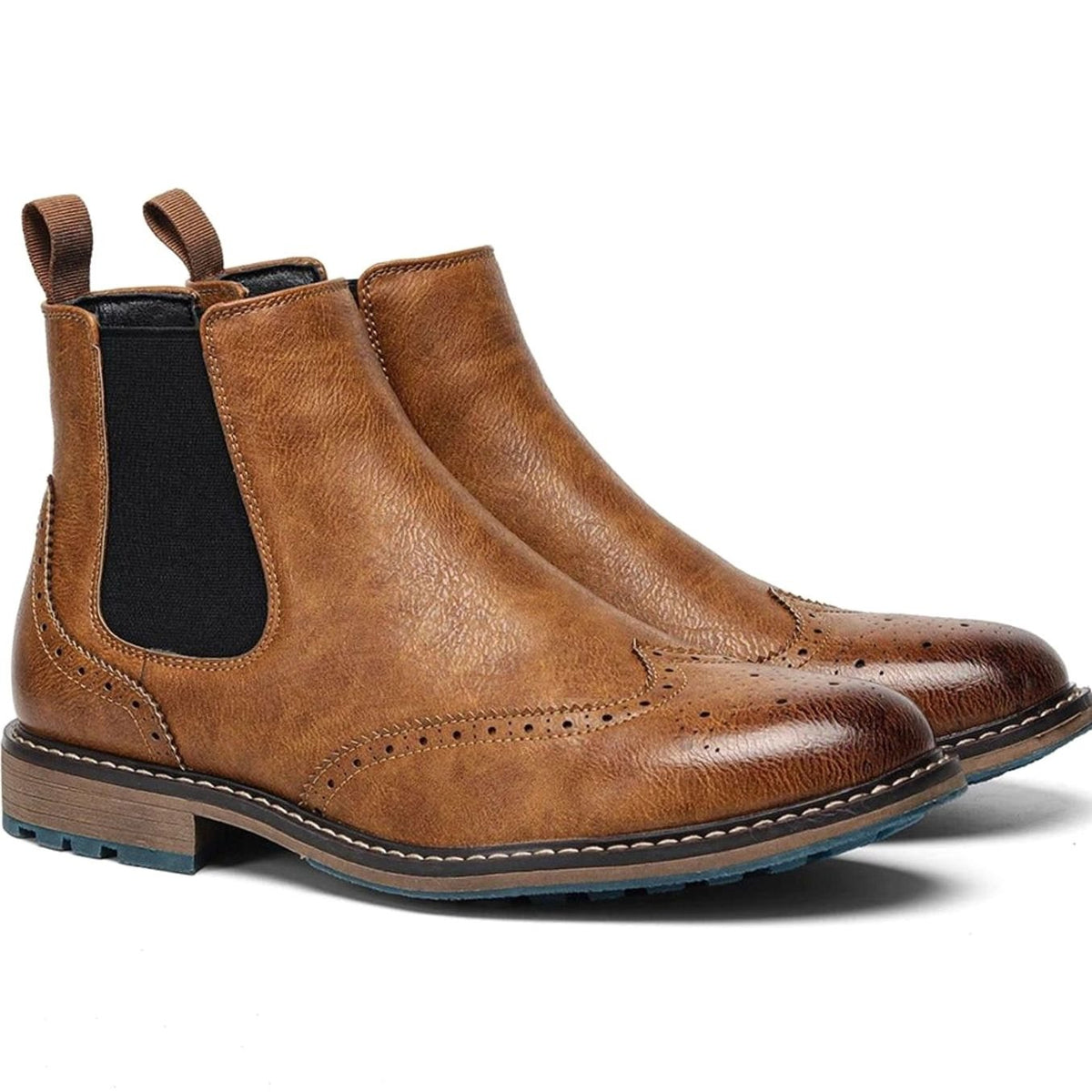 Men's Wingtip Brogue Chelsea Slip-On Ankle Boots