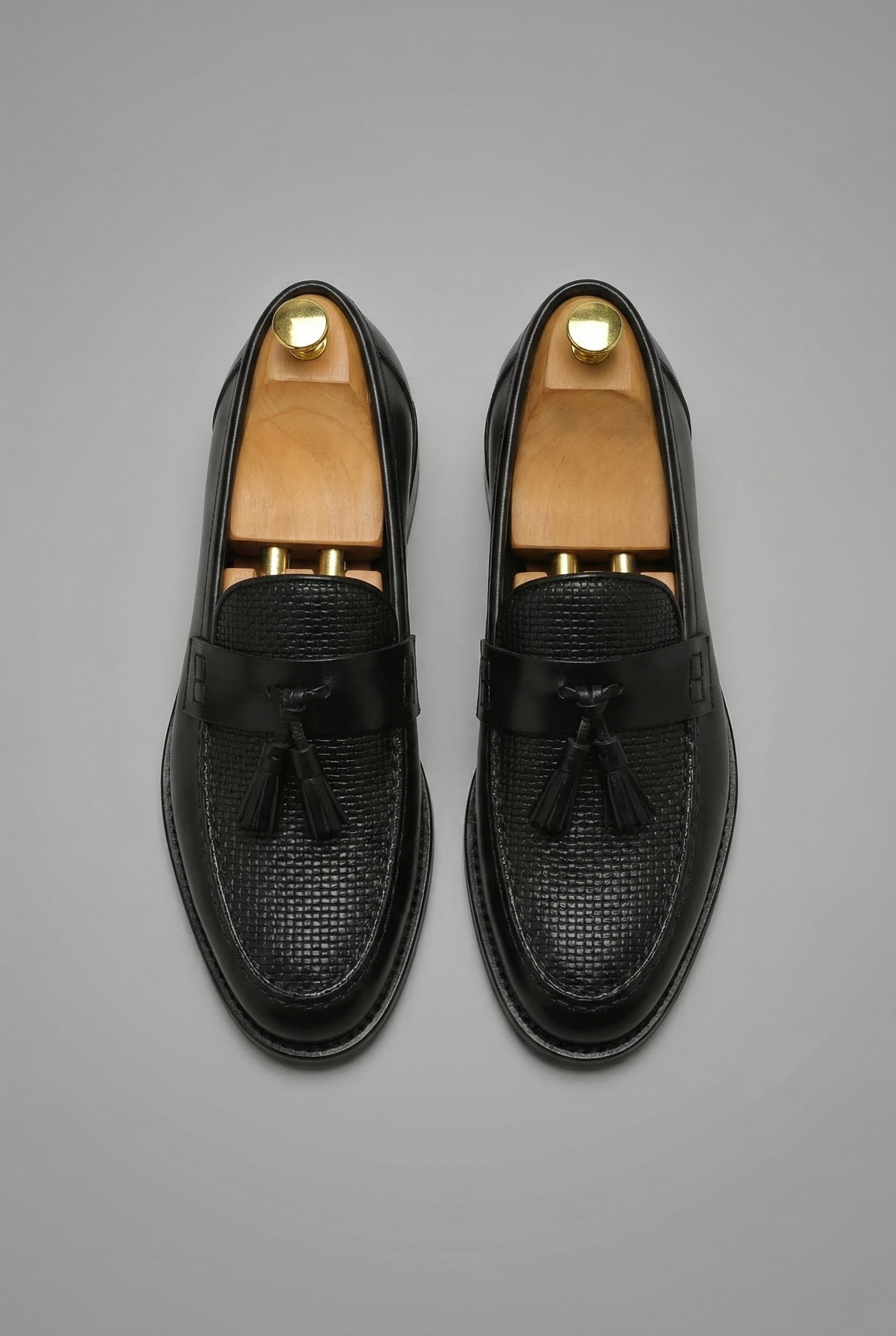 Men's Woven Leather Tassel Slip-On Loafers